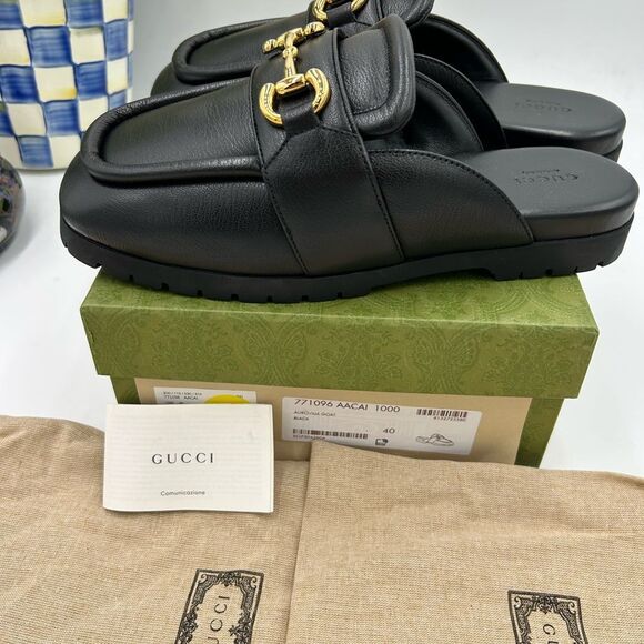 Women's Gucci , leather horse bit mules size 39.5 made in Italy - Picture 3 of 9